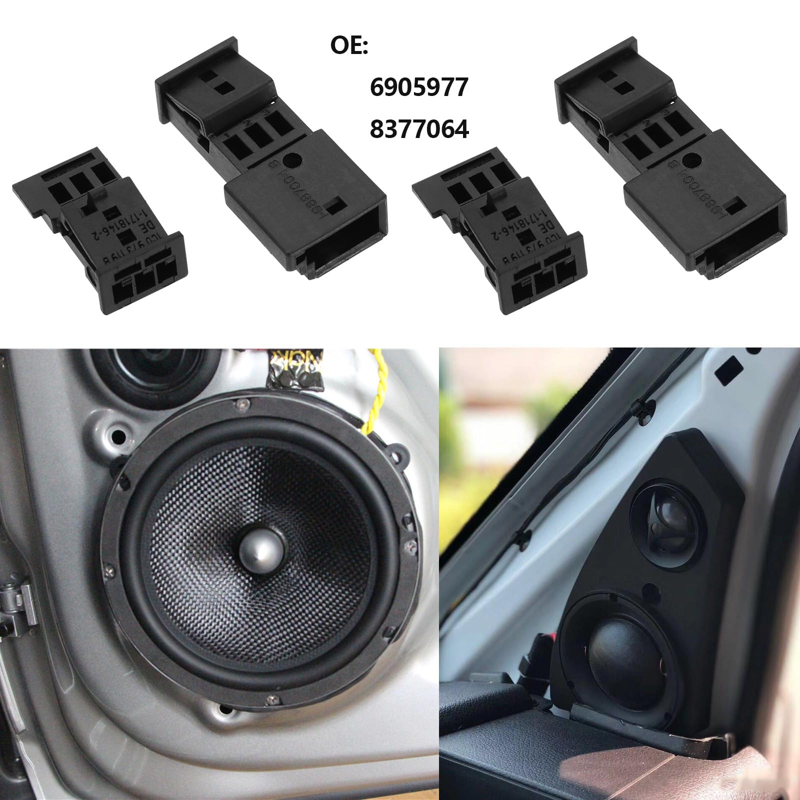 Create idea 2 Sets Fiches de Voiture à 3 Broches Connecteur Mâle/Femelle pour Haut-Parleur Automobile Composant de Capteur de Pluie 6905977 8377064 Compatible avec BMW en Plastique Métal