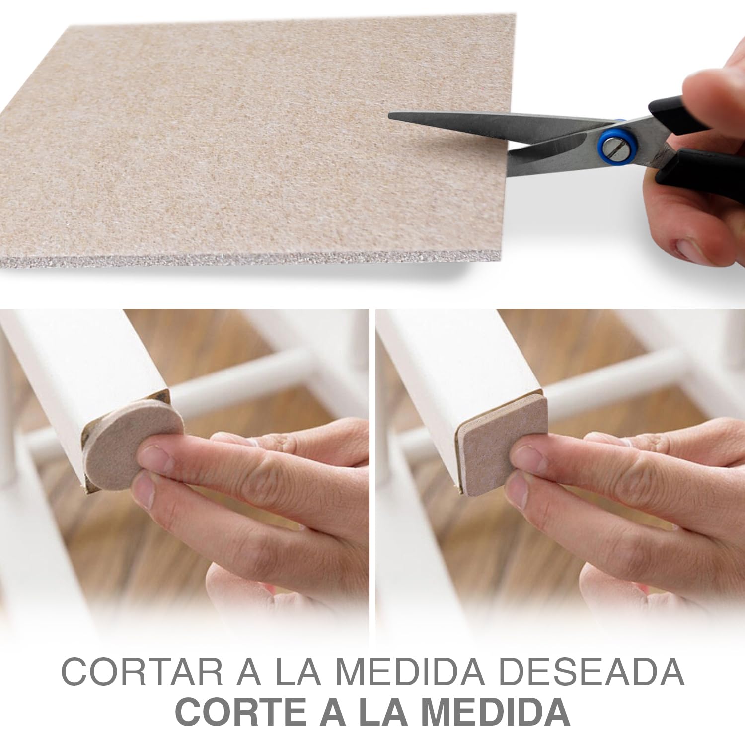 Almohadillas de Fieltro X-PROTECTOR - 8 pz Fieltro Adhesivo Premium 20 x 15 cm Beige - Fieltros para Sillas – Protectores de Suelo para Muebles - Tapones para Patas de Sillas