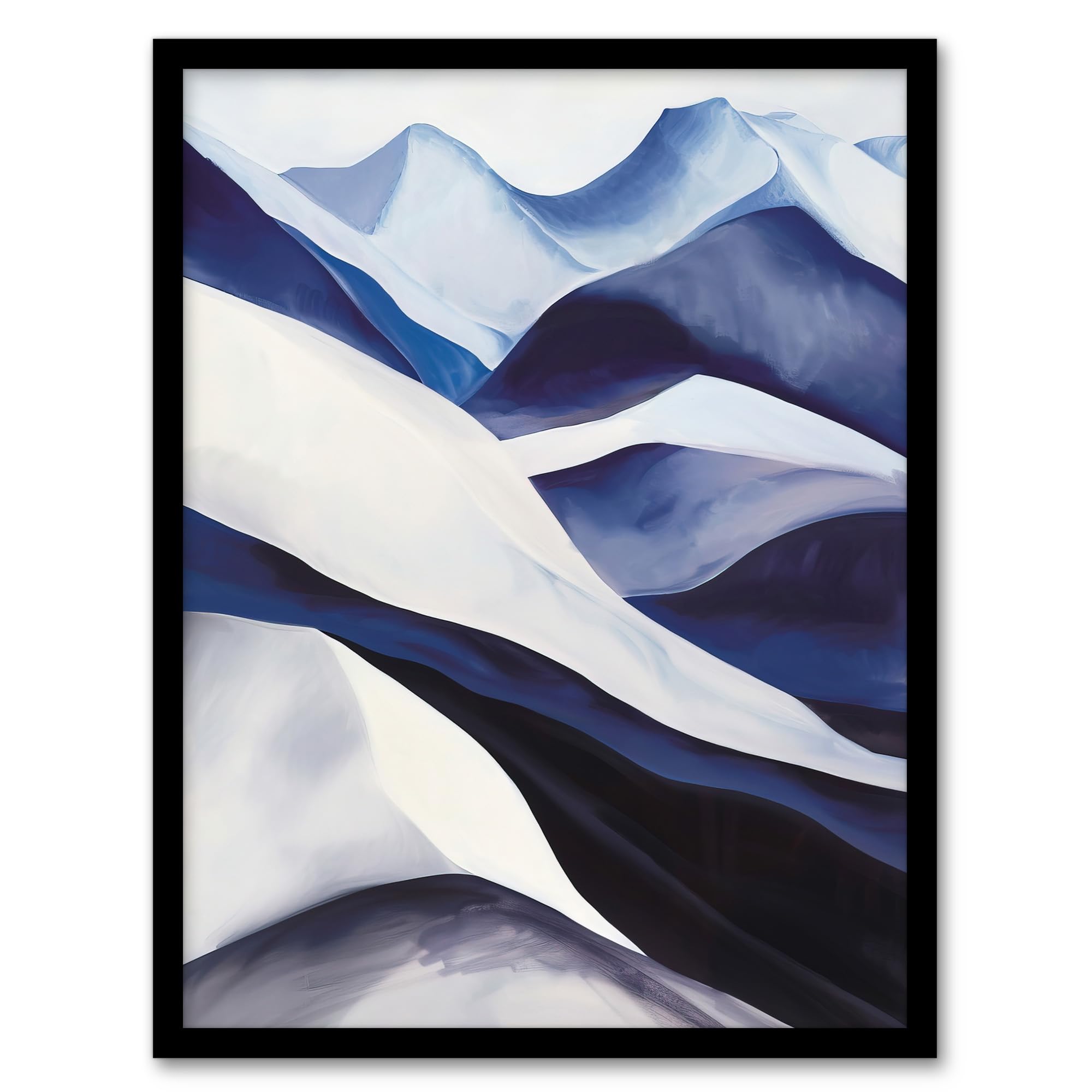 Artery8 Snowy Mountains Painting Simple Calm Landscape Living Room Artwork Framed Wall Art Print 18X24 Inch