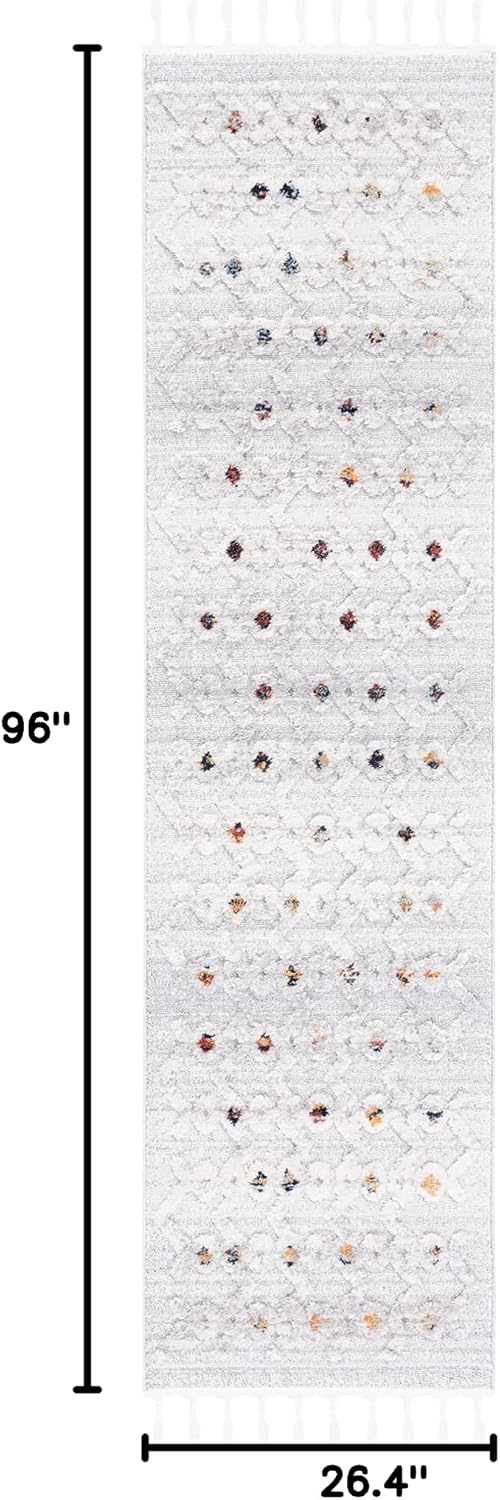 SAFAVIEH Marrakech Collection Runner Rug - 2'2" x 8', Grey & Light Grey, Moroccan Boho Tribal Rustic Design, Non-Shedding & Easy Care, Ideal for High Traffic Areas in Living Room, Bedroom (MRK568F)