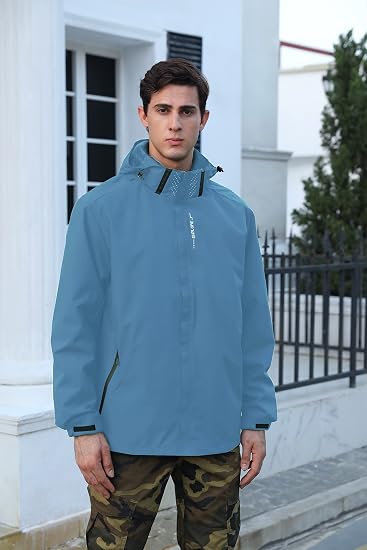 BSLVWG Veste De Pluie Homme Coupe-Vent Légère - Imperméable Kaki Taille M