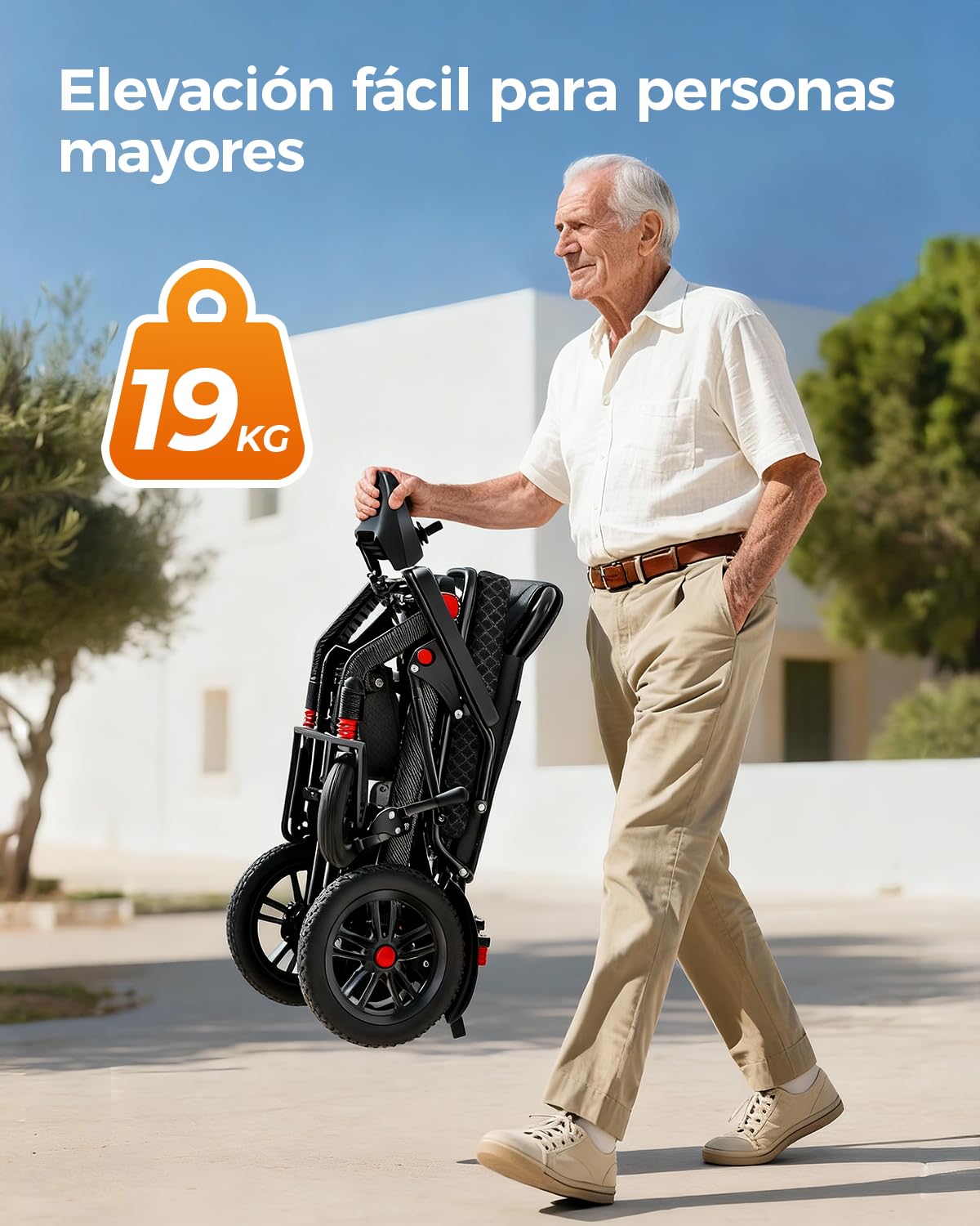 HomyKing 19KG Silla de Ruedas Eléctrica Plegable Ligera, Silla Electrica todo terreno para Mayores Capacidad de carga de 150 kg Autonomía de 25 km, Batería de litio de 20 Ah Al aire libre