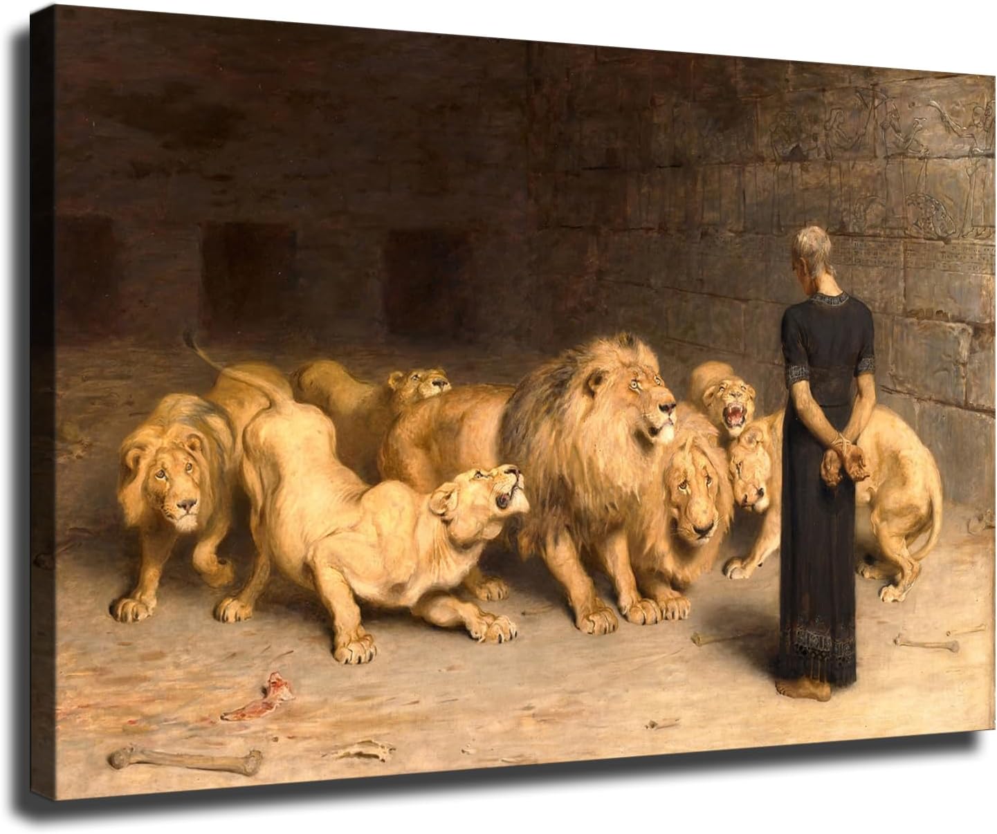 Daniel In The Lions Den 1872 By Briton Riviere Canvas Wall Decor Art Painting Prints on Modern Posters Prints Artwork for Living Room, Bathroom,Bedroom,Home (20x30inch Unframed)