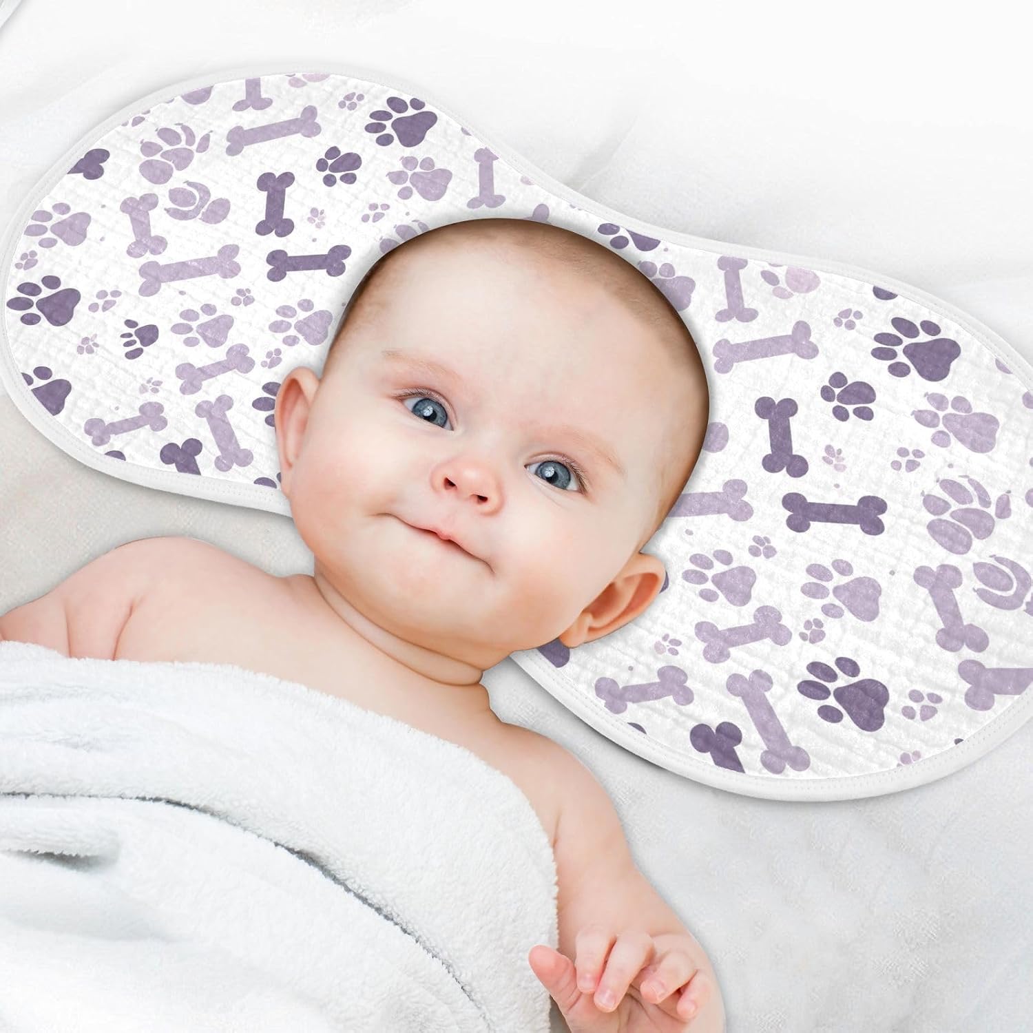 Bones and Dog Claws Muslin Baby Burp Cloths Feeding Cloths Face Towel Soft and Absorbent Bibs for Newborn Boys Girl- 4 Pack