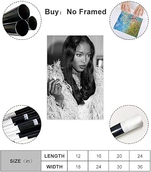 Supermodel Naomi Campbell - Poster su tela, decorazione da parete