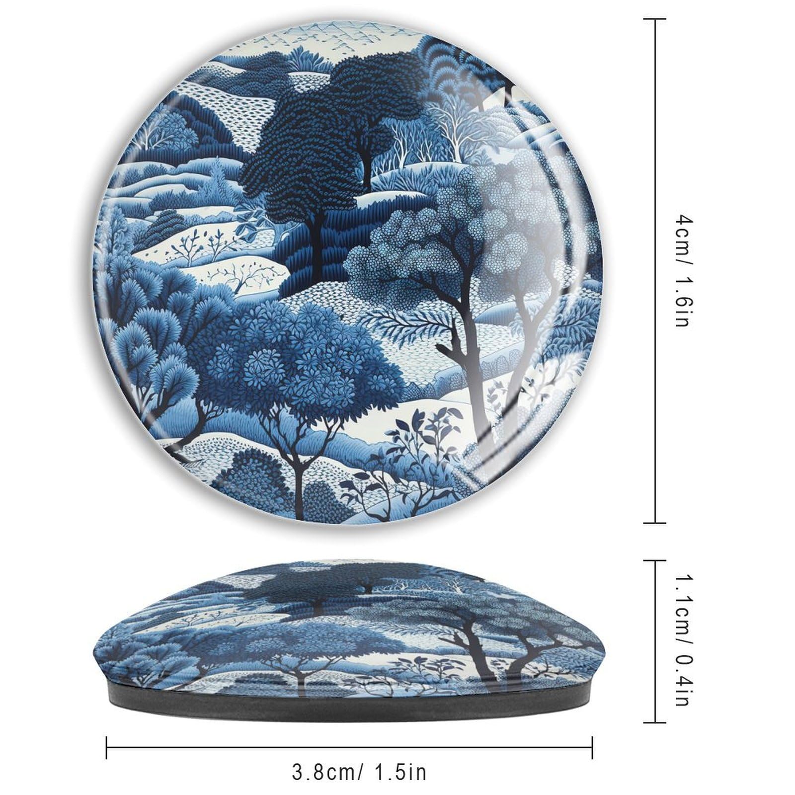 Calamite da frigorifero blu e bianco indaco cineserie per lavagna bianca in vetro stile cinese piccoli magneti di lusso per frigorifero per cucina ufficio lavagna lavastoviglie 4 pezzi
