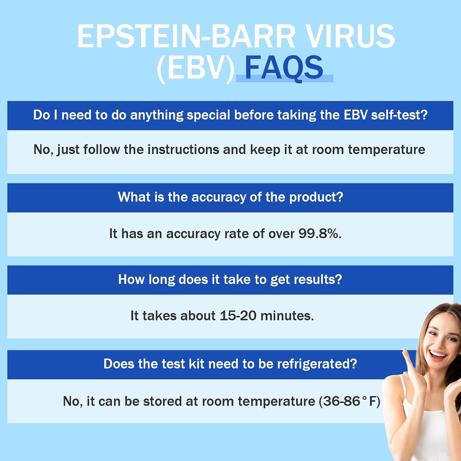 Epstein Barr (EBV) Test at-Home Testing，Highly Accurate, Easy to Read and use. Against The Epstein-Barr Virus’s VCA and EBNA，Quick Results Within 15 Minutes.2 Tests