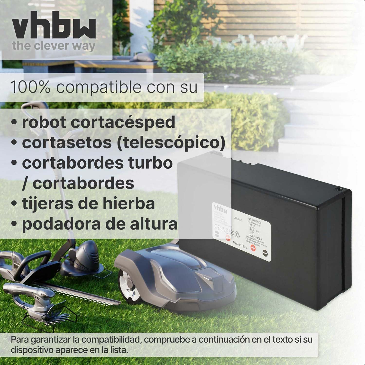 vhbw Batería Recargable reemplaza Zucchetti 075Z01300A | para robot cortacésped (2300 mAh, 25,2 V, Li-Ion)