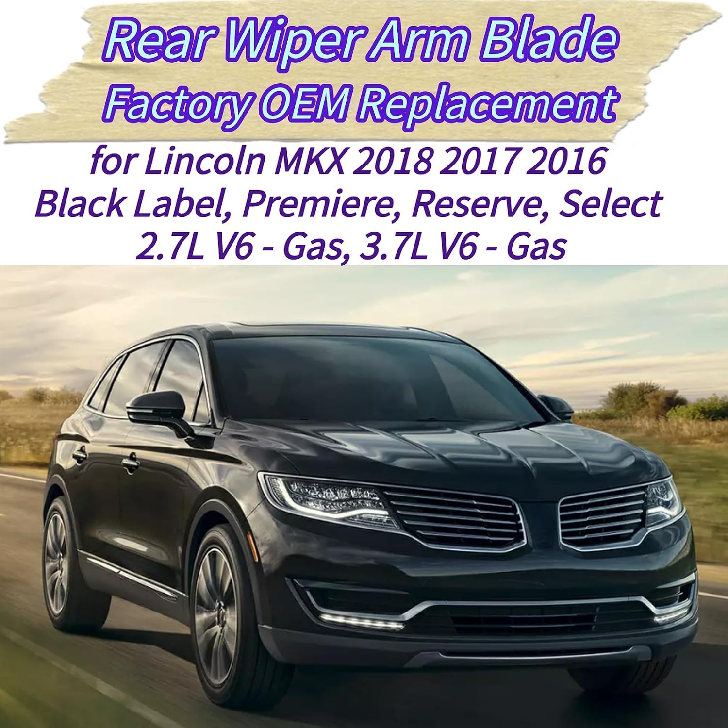 Rear Wiper Blade & Arm Replacement for Lincoln MKX 2016 2017 2018 - OEM Fit for Black Label Premiere Reserve Select 2.7L V6 - Gas 3.7L V6 - Gas Models - All-Season