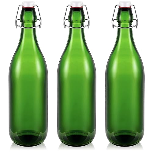 3 Pcs Green Glass Bottle 1 L / 33.75 oz