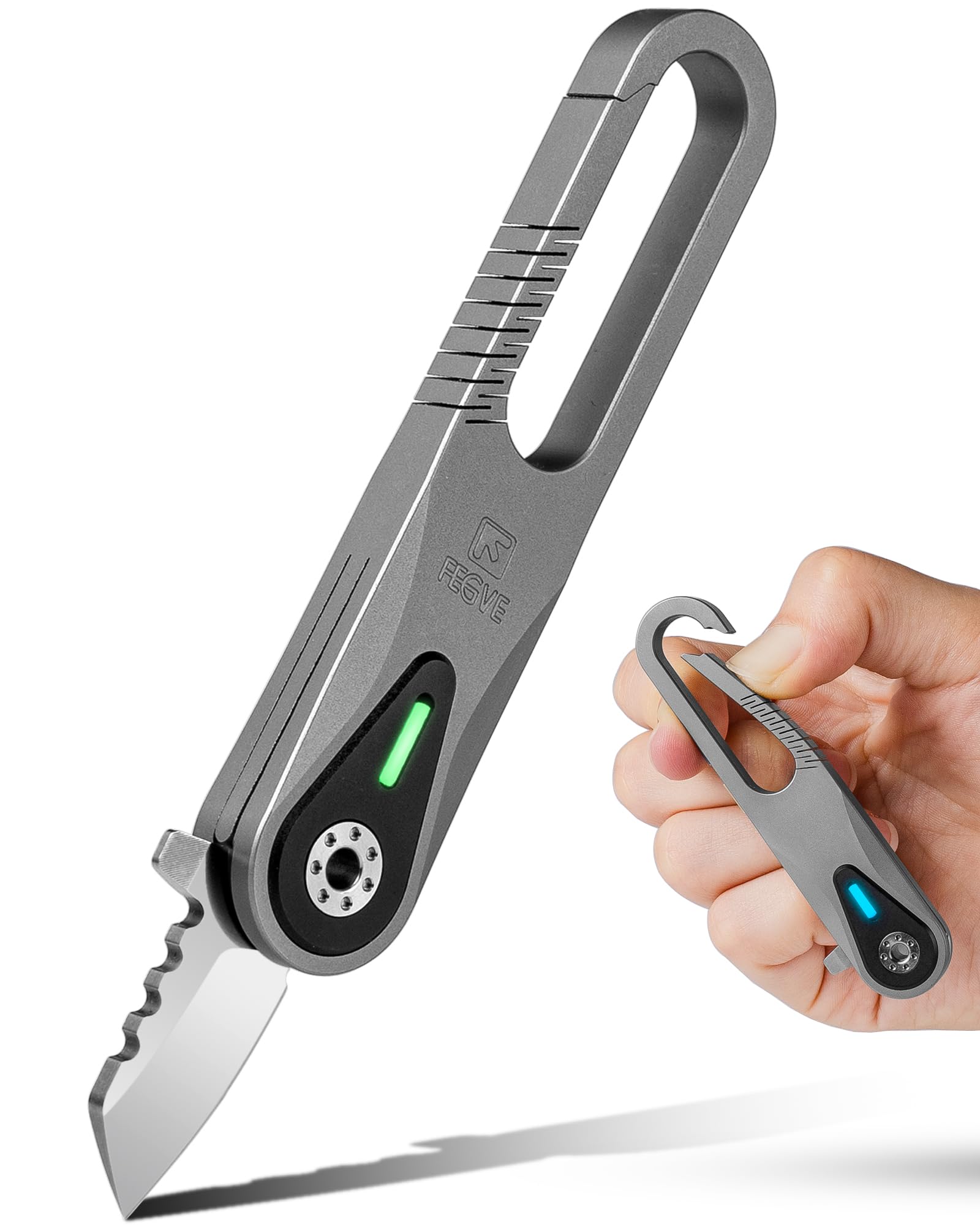 FEGVE Small Titanium Pocket Knife, Lightweight EDC Folding Keychain Knife for Everyday Carry