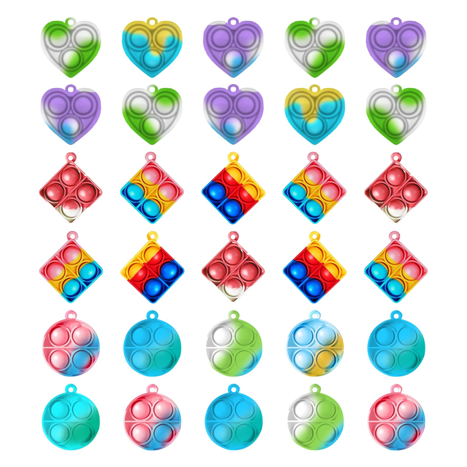 30 sztuk Pop It Fidget Zabawki antystresowe Mini Fidget Zabawki Squeeze Sensory Zabawki Silikonowe antystresowe Lęk Ulga Zabawki Poppet Bubble, Zabawki, Autyzm Relief Stress
