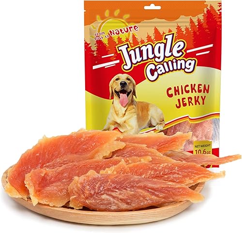 Jungle Calling Dog Treats - Golosinas de entrenamiento de carne seca de pollo, aperitivos tostados lentos para perros medianos y grandes, golosinas
