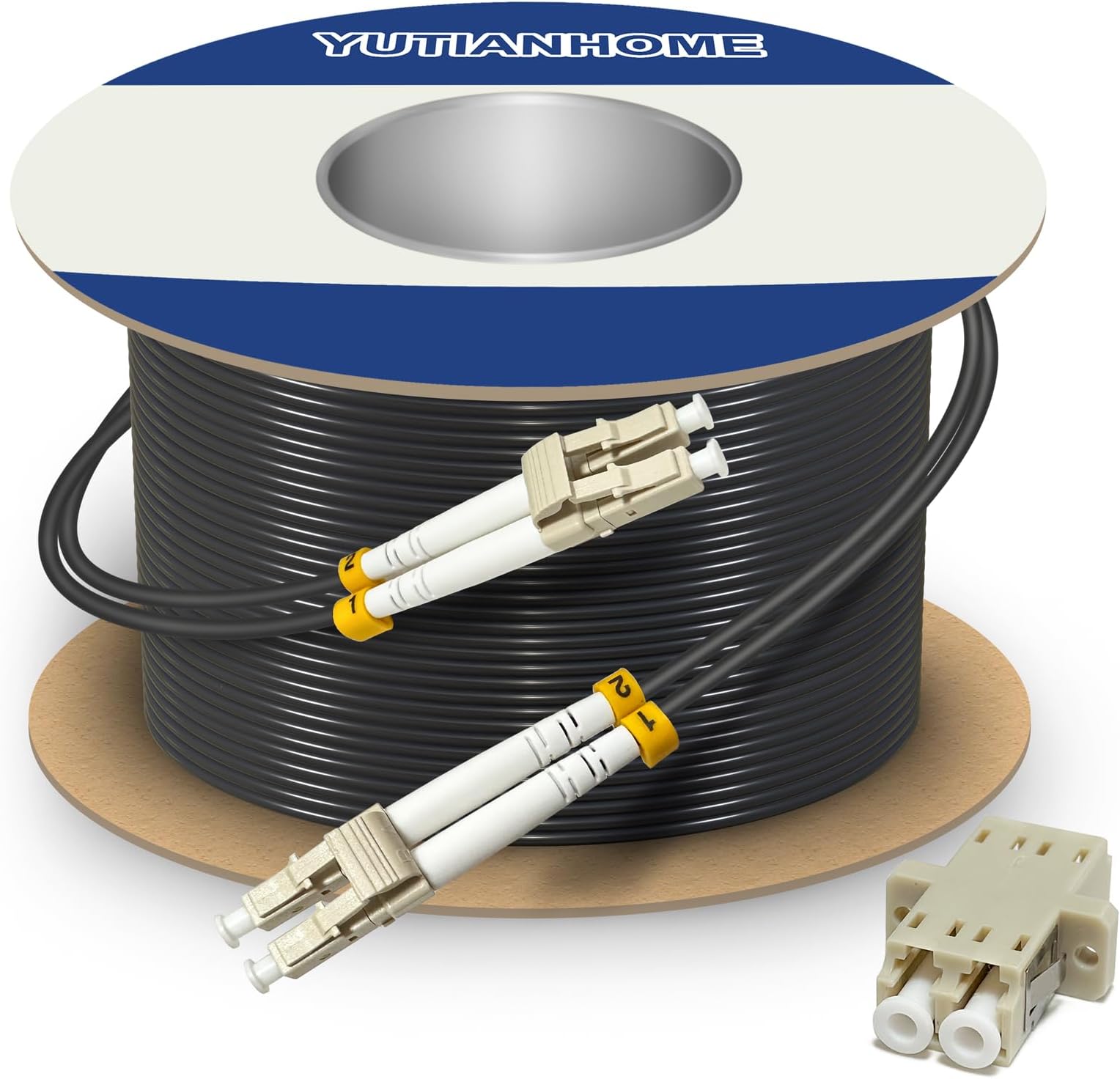 YUTIANHOME50m (165ft) LC to LC Duplex OM3 Outdoor Armored Fiber Optic Patch Cable, 40Gb 10Gb, 50/125um Multimode Optical Fiber Cable, Low Friction LSZH Black