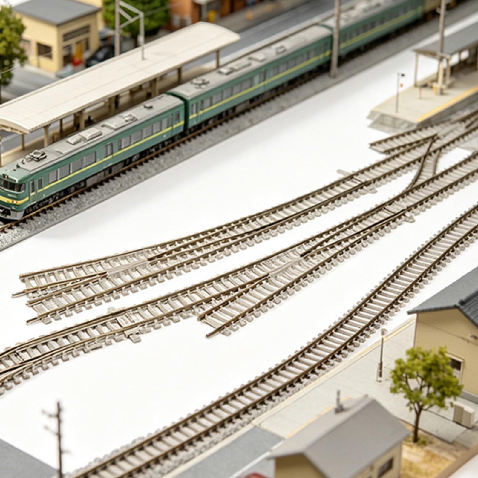 Scambio Ferroviario Statico 1:87 Resisn Corrosione Binario Scambio con Rotaie in Metallo e Traversine in Plastica Durevole, Ho Right