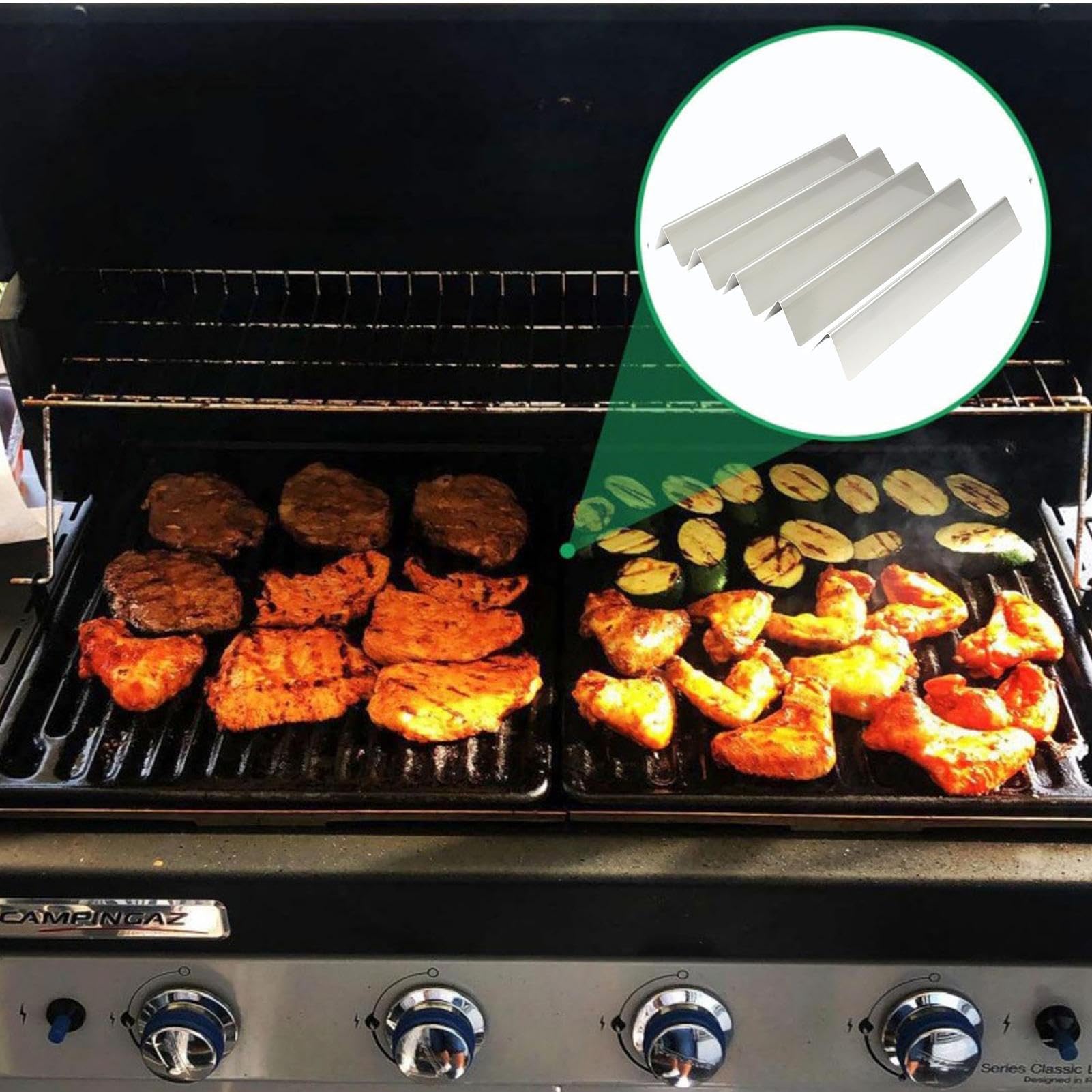 Generico Flavorizer Bars | 5er-Set Flavorizer Grillroststäbe - Aromagitter Grillzubehör für Haushalt Outdoor Camping Grillen