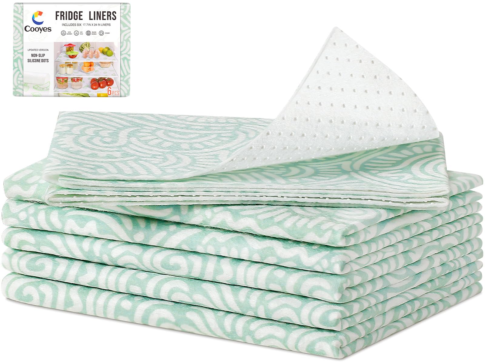 Cooyes 17.7" × 24" Fridge Liners for Refrigerator, Drawer & Shelf Liners for Kitchen Cabinets Non-Adhesive, Breathable Cloth Material, Non-Slip,