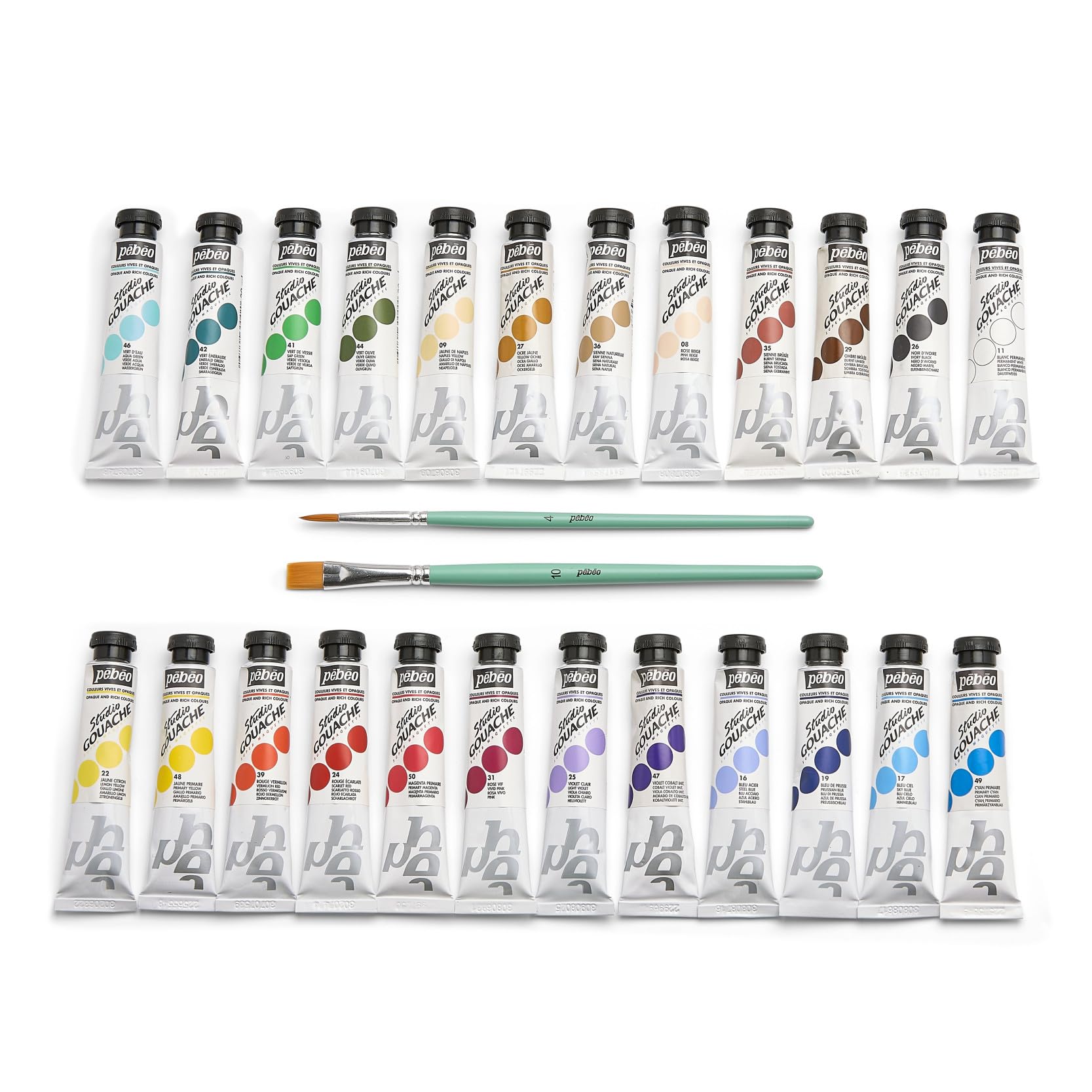 Set Acrilici P&eacute;b&eacute;o Studio 24 Colori - Tubi 20ml + Pennelli E Accessori, Per Artisti E Principianti