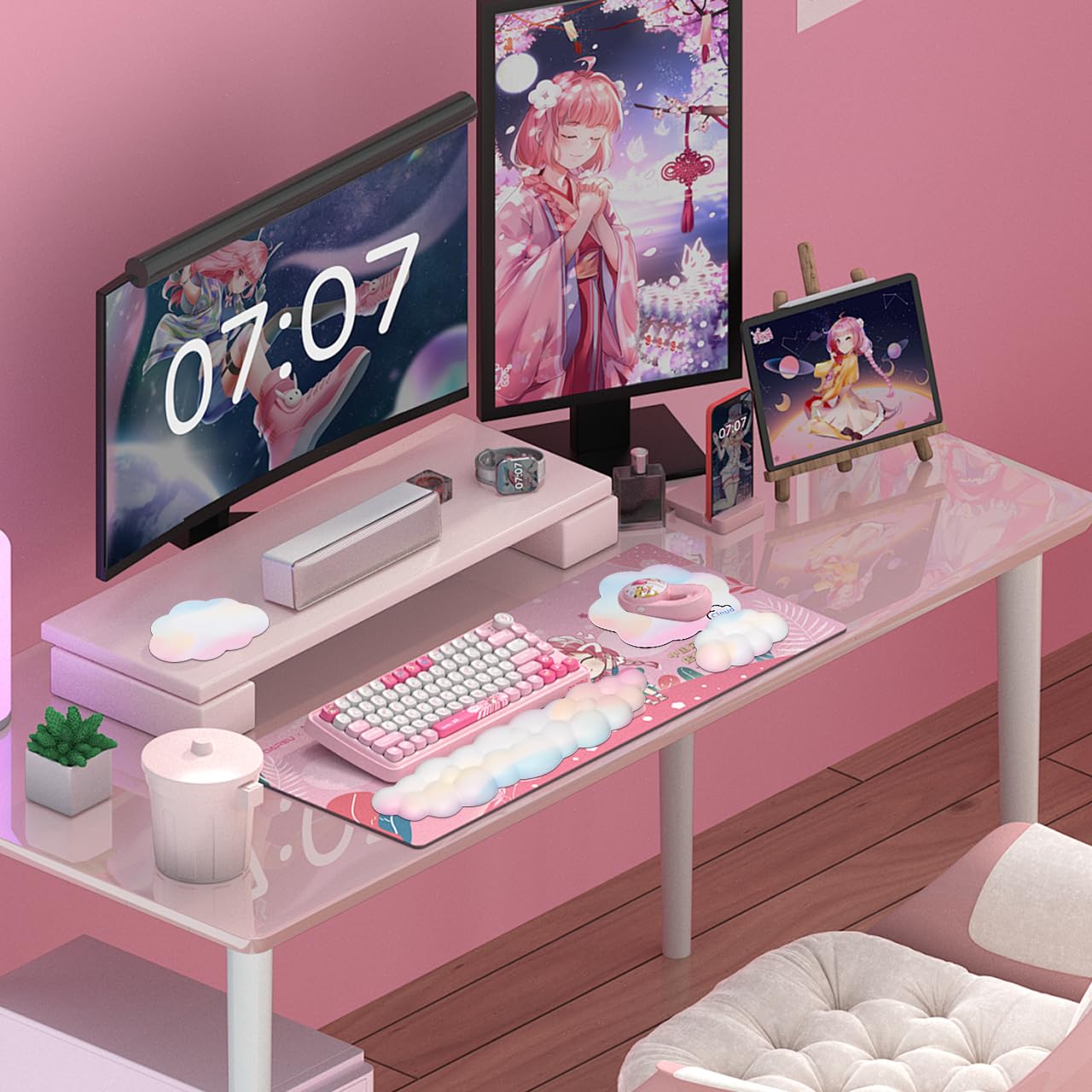 JIKIOU Cloud Handgelenkauflage Tastatur aus Leder mit rutschfester PU-Basis, bequemer Memory-Schaum für Computer, Laptop, Mac, Gaming, Büro und Schmerzlinderung