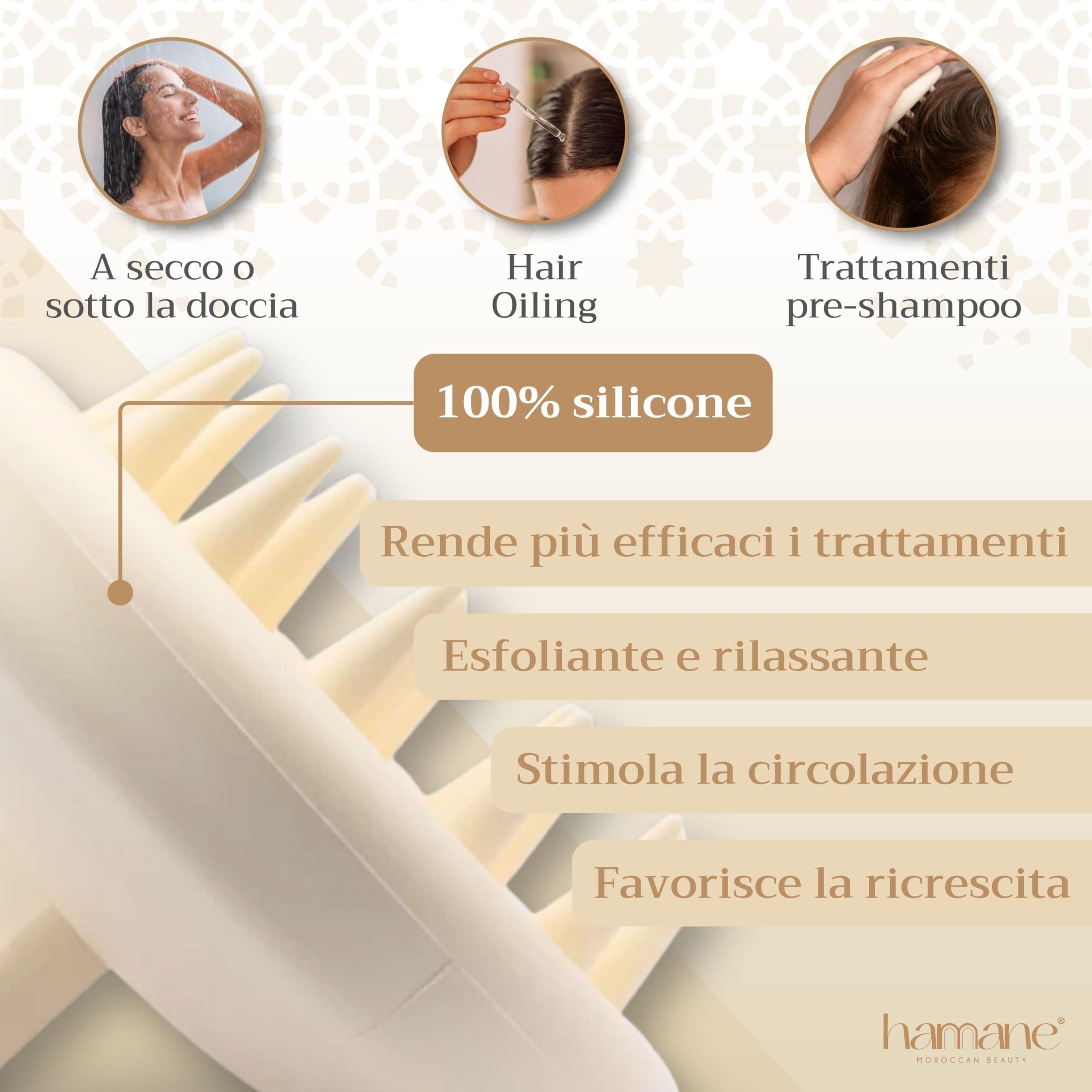 Beauty, Kit Hammam Total Body con Sapone Nero Marocchino (100 g), Guanto Kessa Esfoliante Panna, Olio di Argan (50 ml) e Massaggiatore Cuoio Capelluto, Profumo Gelsomino