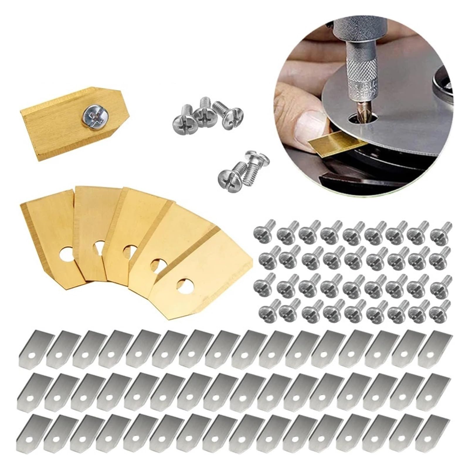 Kosiarka do trawy zestaw śrub do ostrza kosiarki ostrze trymera ze stali nierdzewnej kompatybilne z kosiarką Husqvarna/Gardena narzędzie do naprawy kosiarki automatycznej(90PCS Silver)