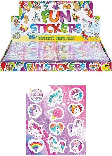 HENBRANDT 12 x Packs of Unicorn Stickers childrens birthday Party loot Bag Fillers