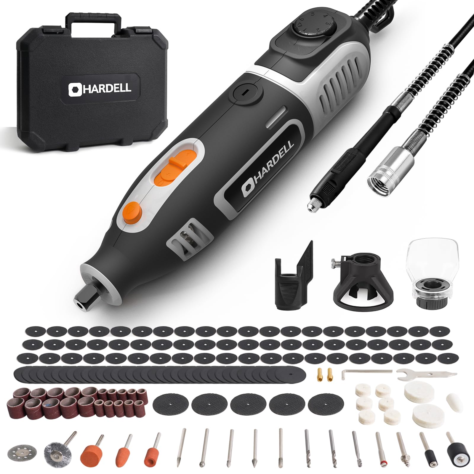 200W Corded Rotary Tool Kit Flex Shaft 6 Speed 40000RPM 153 Accessories