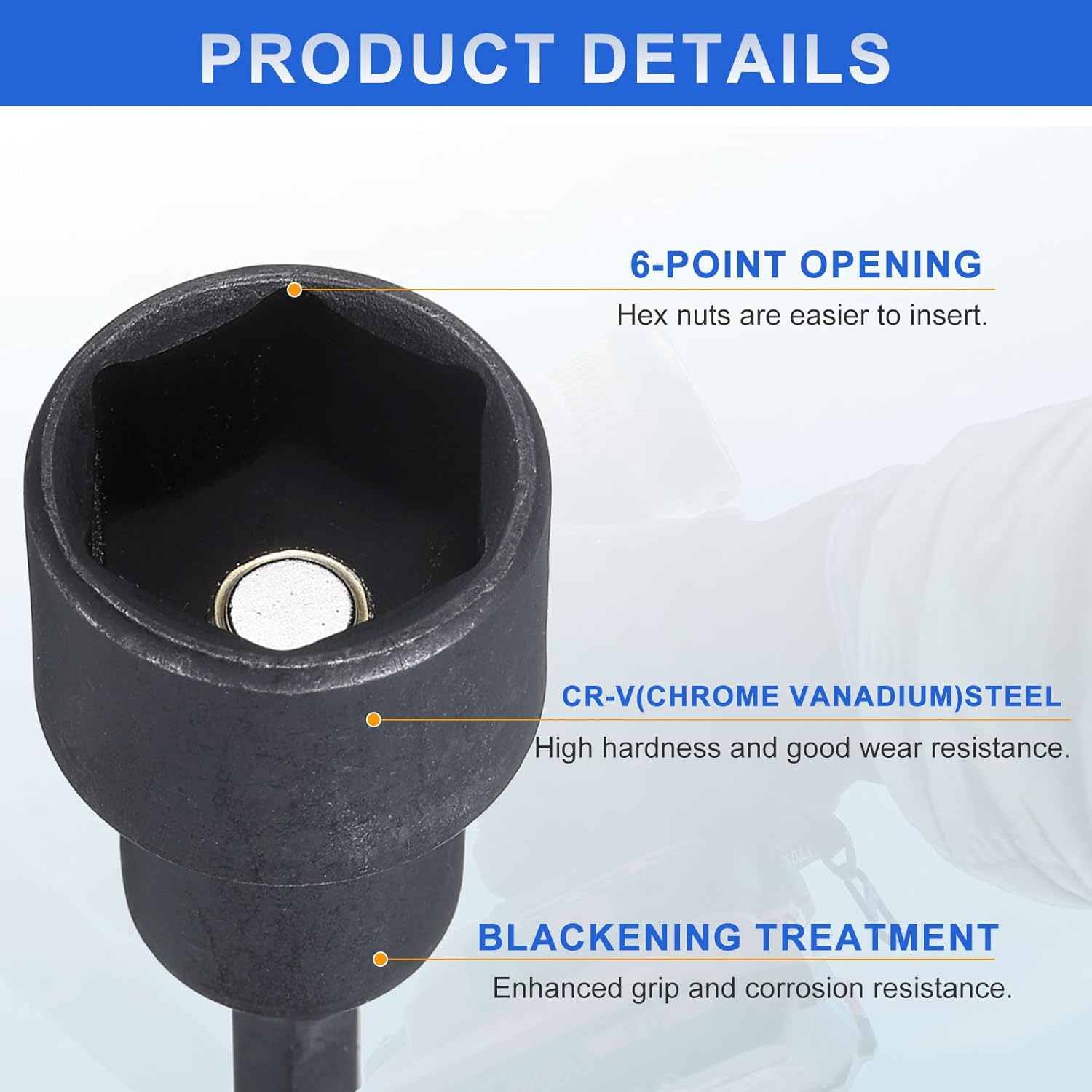 HARFINGTON 2pcs Magnetic Nut Driver 18mm Hex Drive Socket CR-V Steel Power Screw Drill Bits Socket Wrench Tools with 1/4" Quick Change Hex Shank for Power Drills Impact Drivers, Black