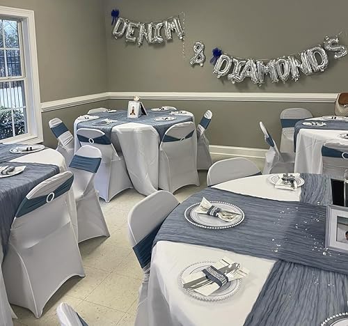 Miniatura 3 de Bandas para sillas color verde salvia, 50 unidades, bandas elásticas de elastano con hebillas deslizantes, lazos elásticos universales para sillas