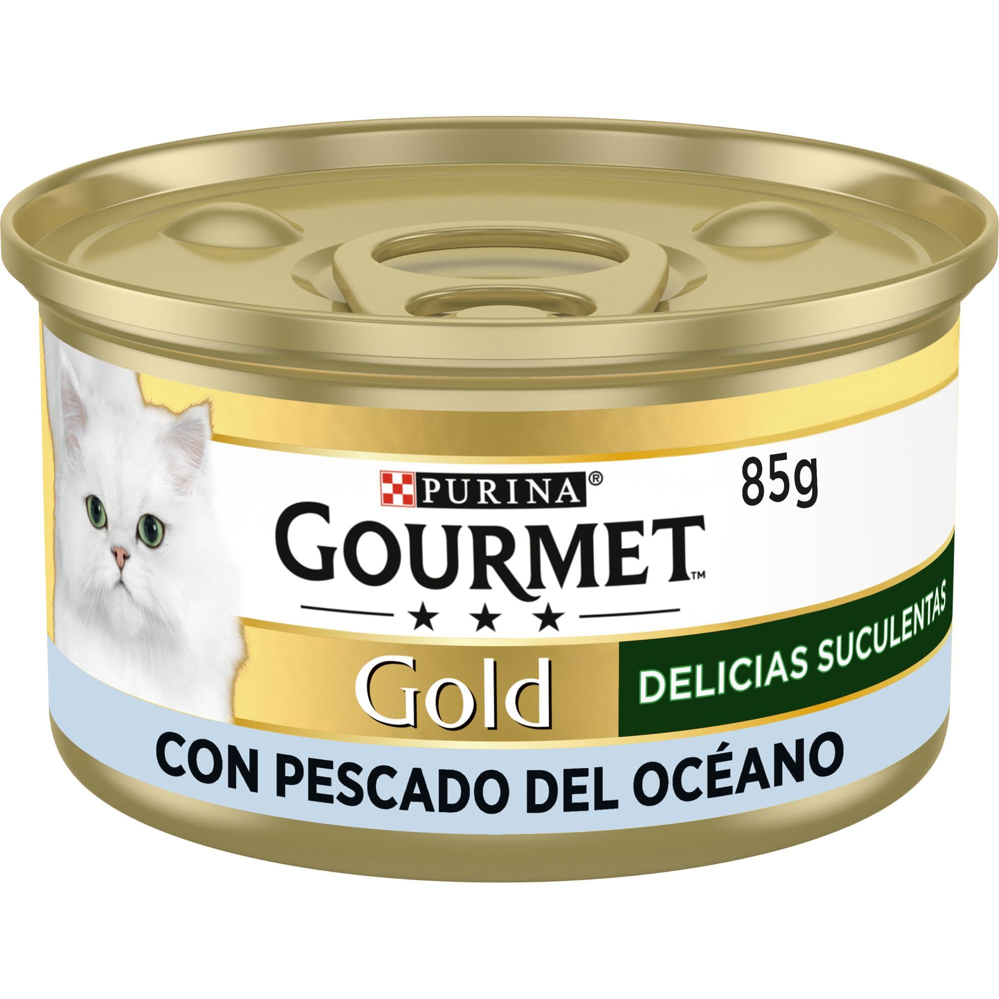 Purina Gourmet Gold Delicias Suculentas, Comida Húmeda para Gato con Pescado del Océano, 24 latas de 85g