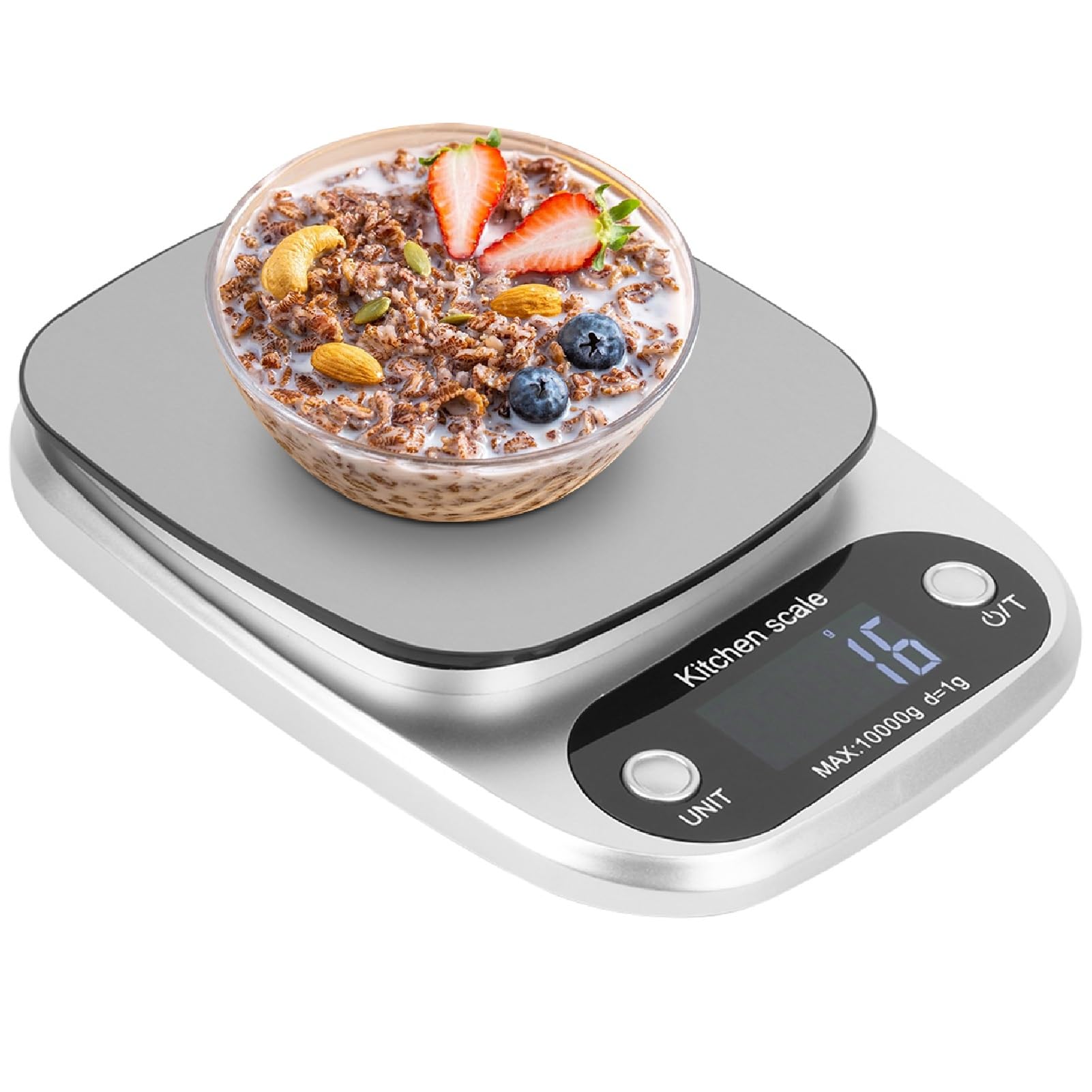 Żywność waga kuchenna waga do pieczenia Mini przenośna waga elektroniczna ze stali nierdzewnej cyfrowa waga gram i uncja dokładna waga srebrny 10 KG/1G
