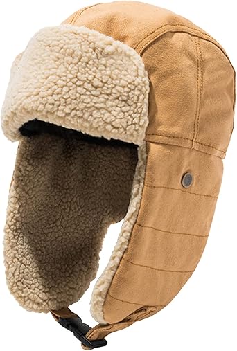 Unisex Winter Hats with Ear Flaps Cotton Trapper Hat Aviator Windproof Ski Cap Buckle Closure Ushanka Outdoor