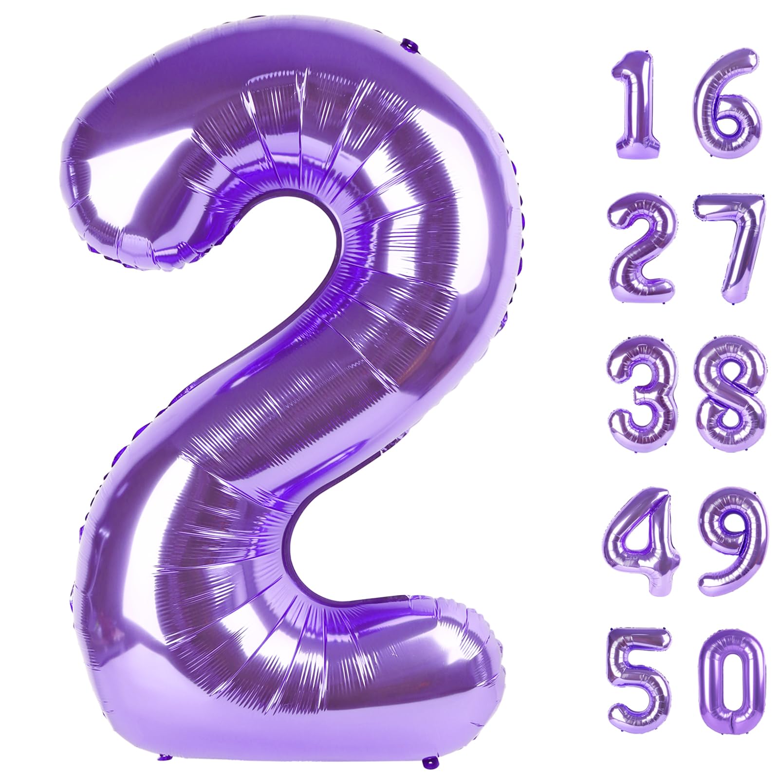 40 Inch Balloon Number 2 Purple Big Foil Helium Balloons Giant Mylar Number 2nd for 12 20 22st Birthday Anniversary Party Decorations Supplies