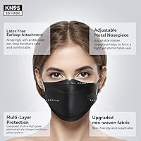 Vista 3 de Keangs - KN95 - Mascarillas para adultos y adolescentes, transpirables, protectoras, desechables, paquete de 100 unidades, color negro