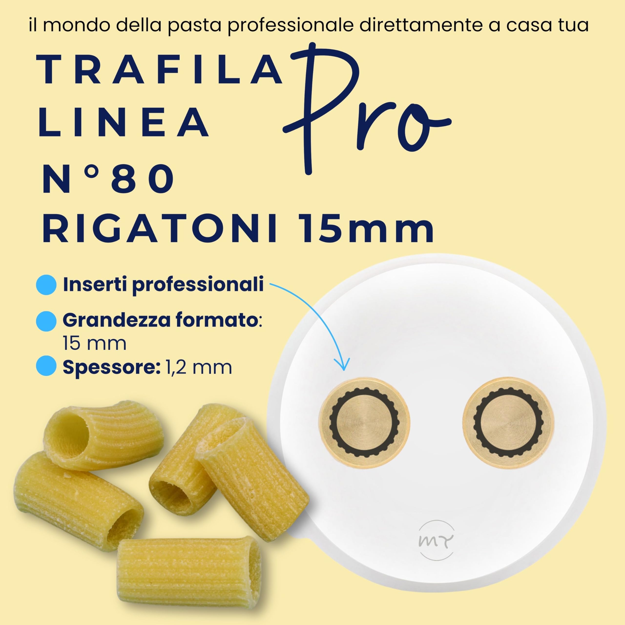 My Trafile - Trafila Linea Pro N° 80 Rigatoni 15 mm in POM con inserti professionali compatibile con Philips Pasta Maker Avance/7000 series