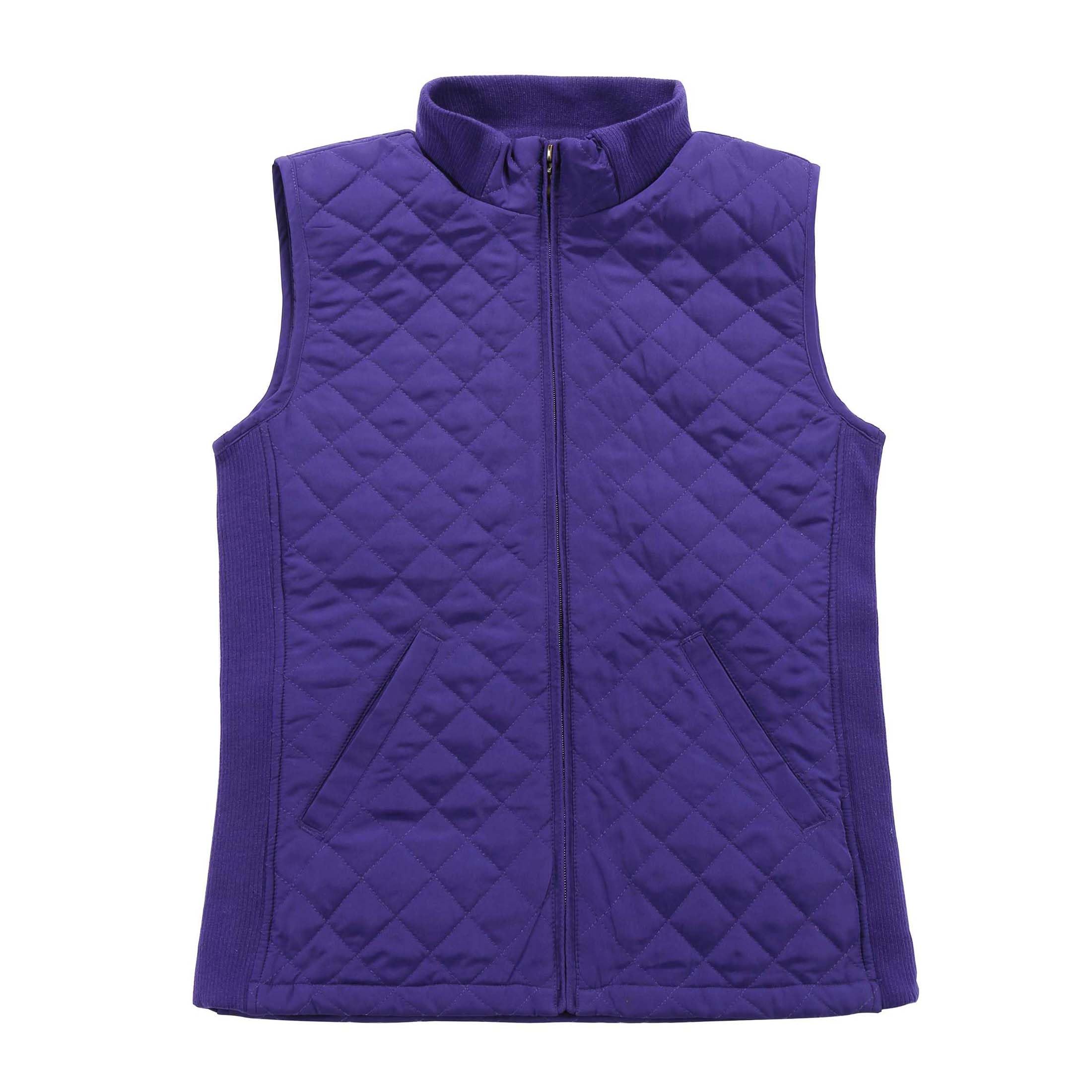 Bienzoe Gilet matelassé décontracté pour femme : veste légère et pliable sans manches, violet, 3X-Large