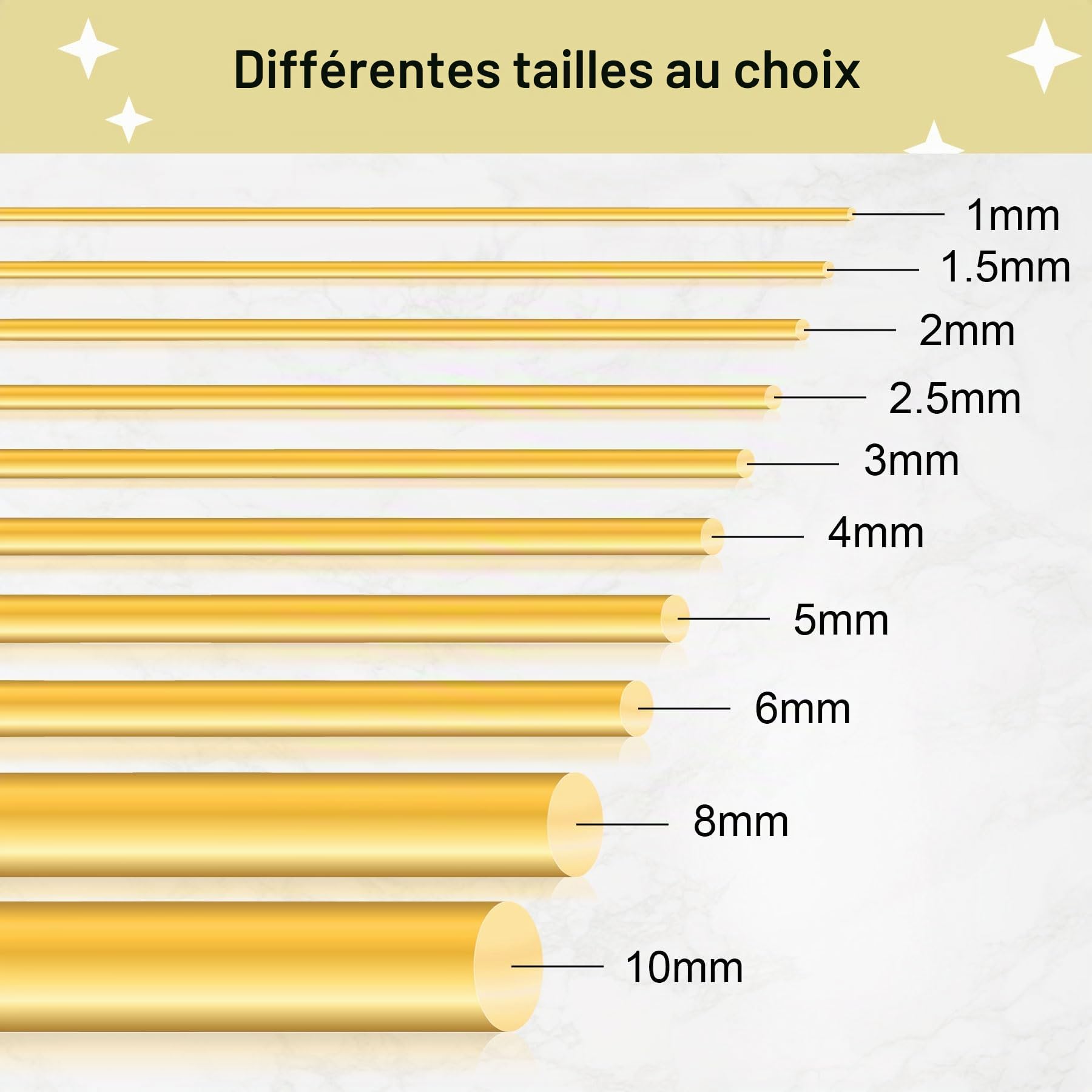 Lot de 2 barres rondes en laiton massif de 8 mm, iMeistek de 200 mm de long,Pour tour de bar, bâton, modèles RC, bricolage