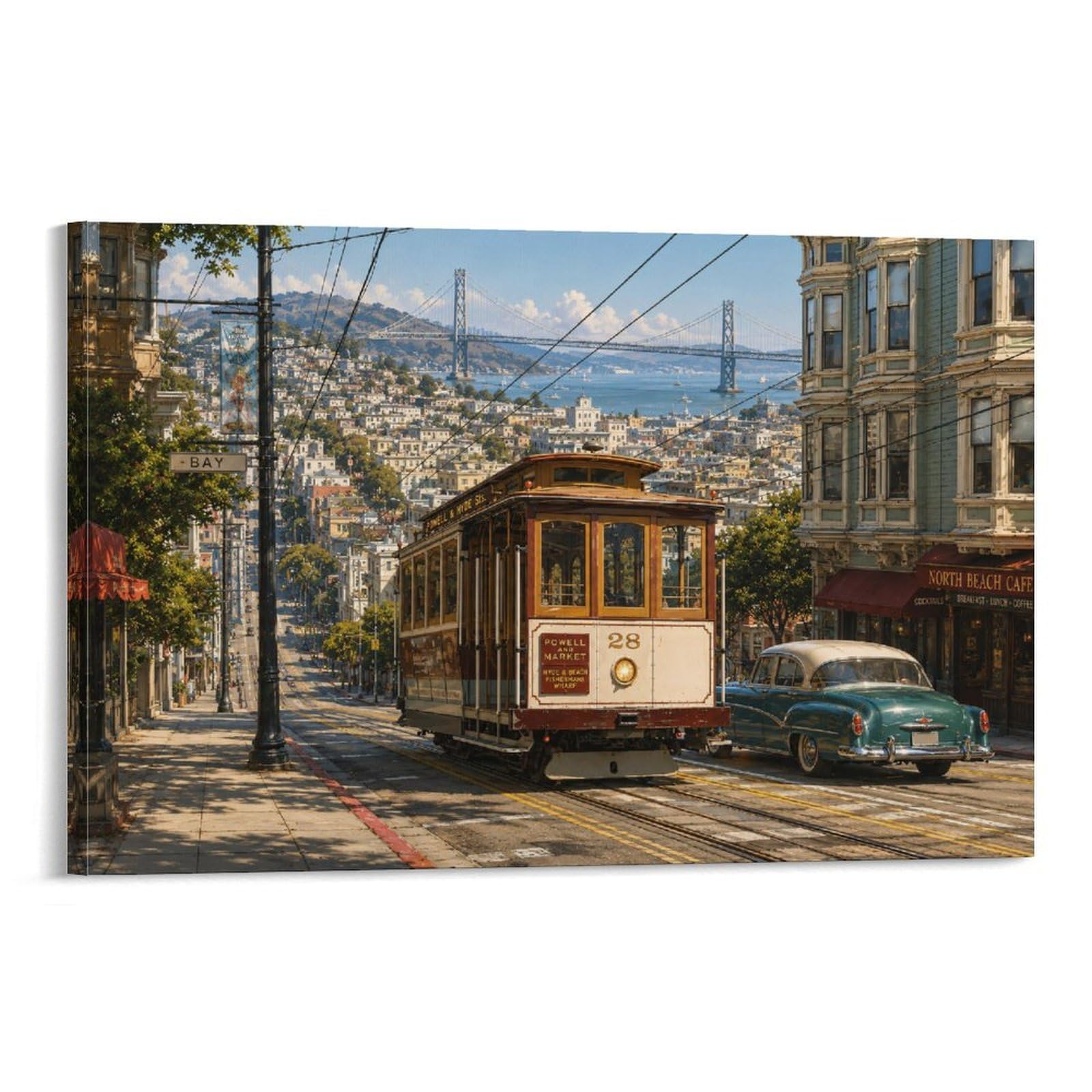 GPMNBCXZK San Francisco Hyde Street Canvas Prints Artwork Poster California Modern HD Wall Art Decor for Dining Room, Bedroom, Home, Office Decorations, Gift 20x30inch(50x75cm)