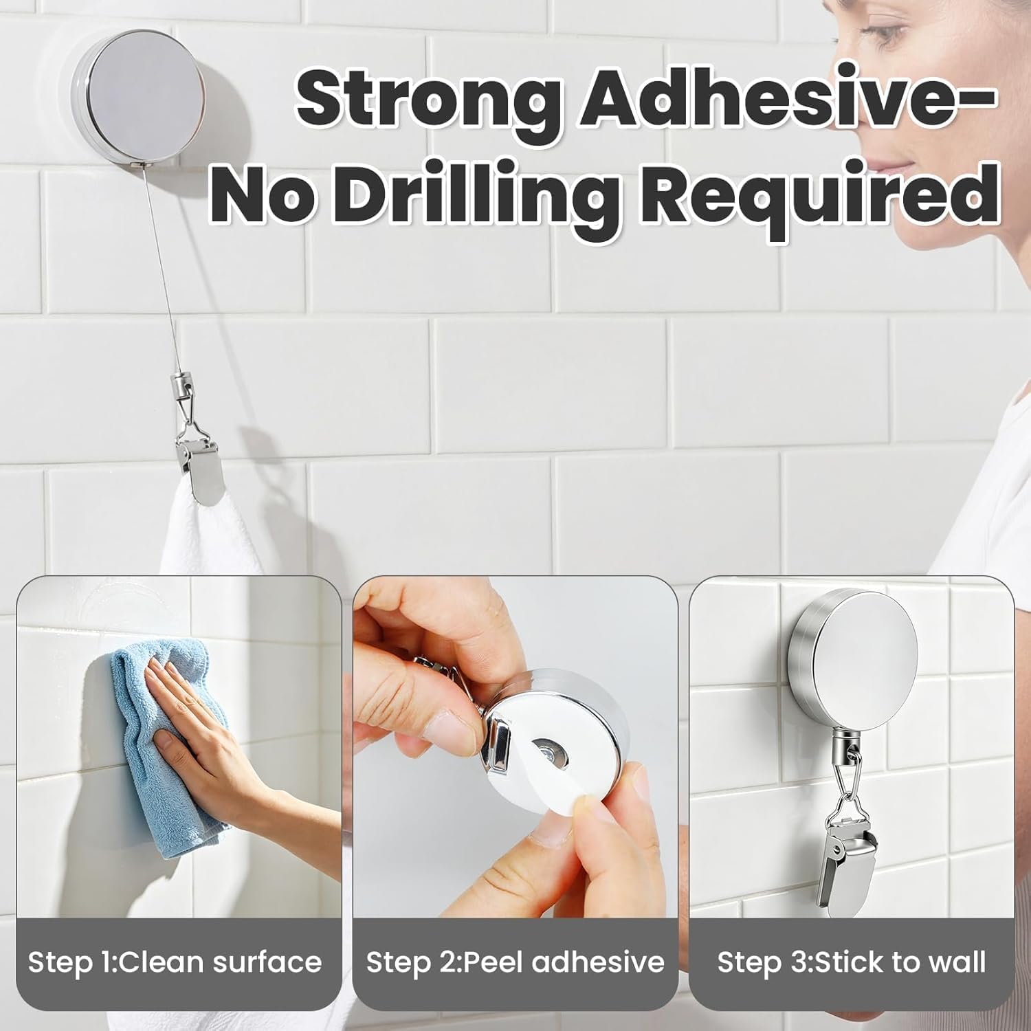 Retractable Towel Holder - No Drill! -7 Retractable Towel Holder - No Drill! -7