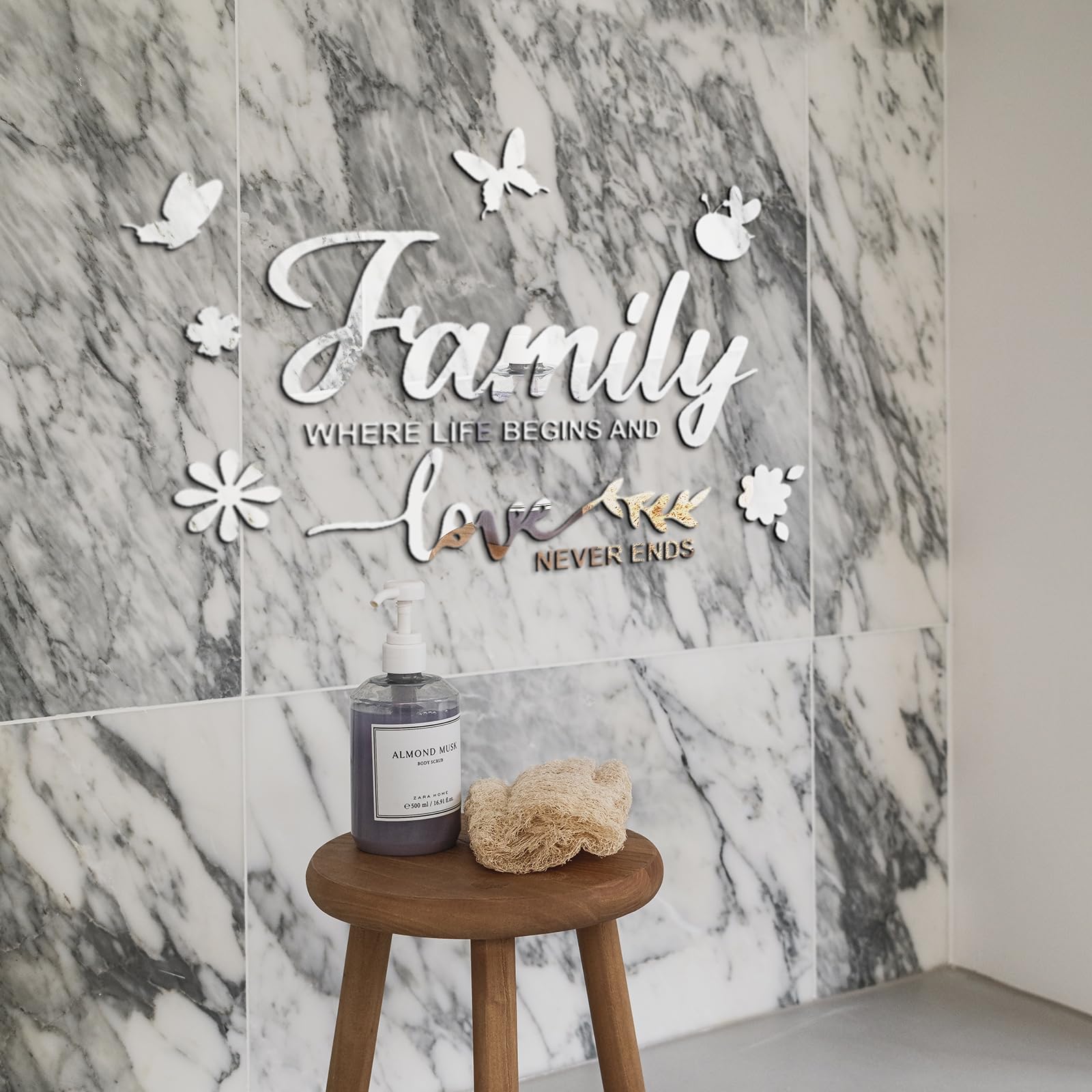 Fkereg Family Where Life Begins and Love Never Ends Mirror Wall Decal, Spiritual Wall Stickers Peel and Stick Quote Sayings - Image 3