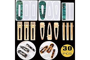 30Pcs Hair Clip Silicone Resin Molds Kit for Jewelry Casting