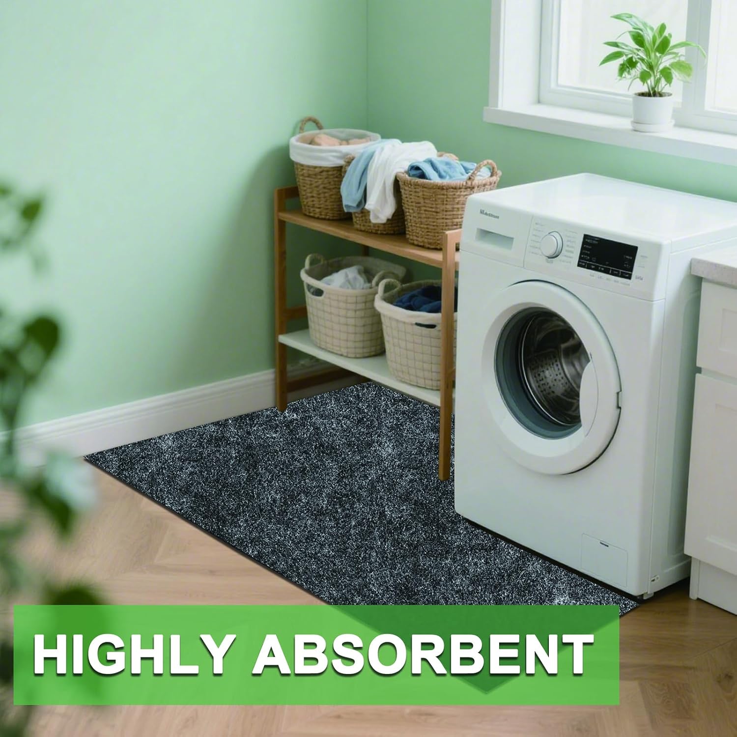 Under Washing Machine Mat, 36x59 in Non-Slip Waterproof Shed,Base Flooring Pad for Washer Dryer Fridge Protection with Rubber Backing, Absorbing Reducing Noise Scratch Prevention