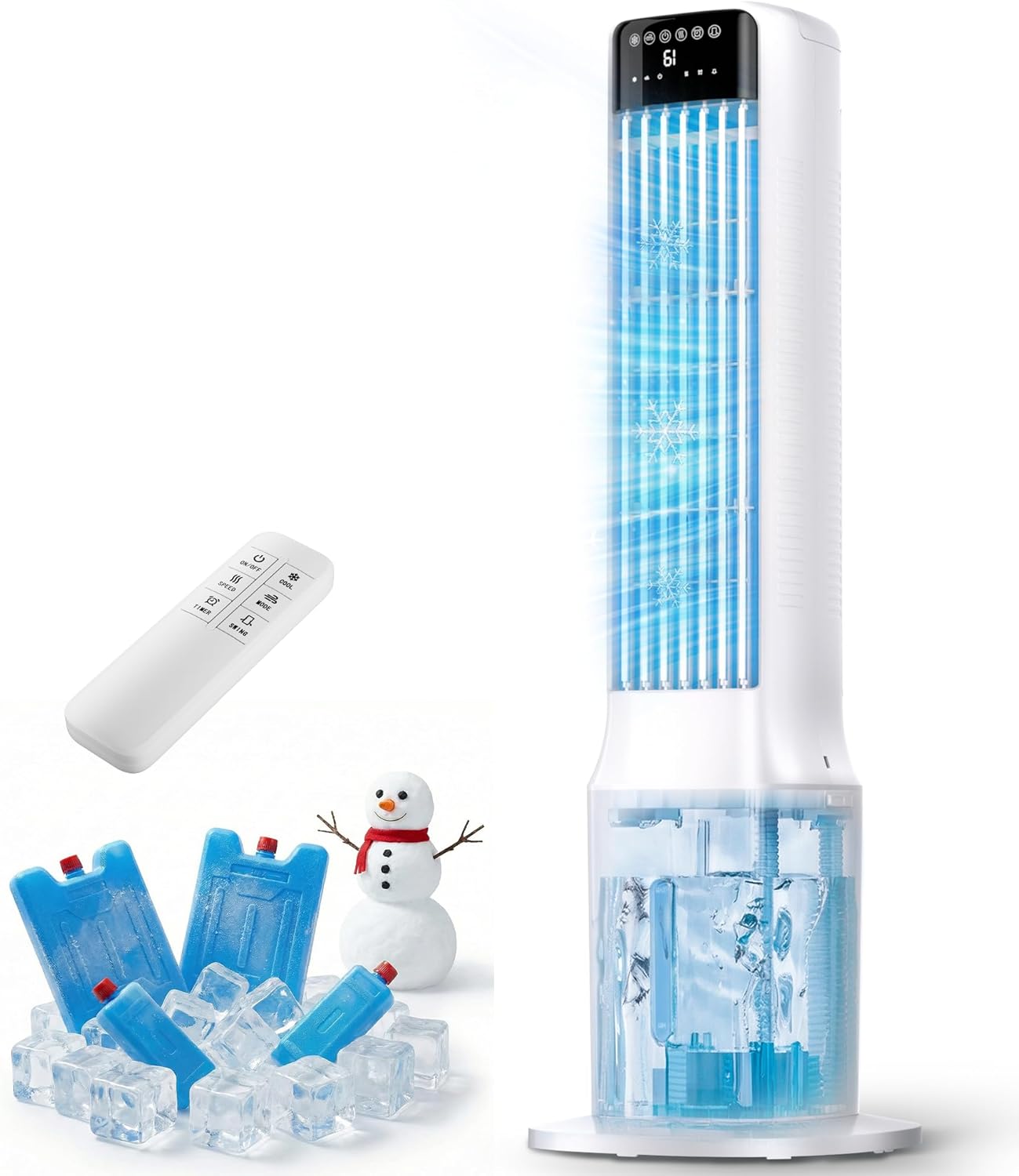Swamp Cooler, Windowless Portable Air Conditioner, 2.4 Gal Water Tank, 24H Timer, 120° Swing, 4 Modes & 3 Speeds, Cooling Fans that Blow Cold Air,Evaporative Air Cooler for Room,Bedroom,Glacier White