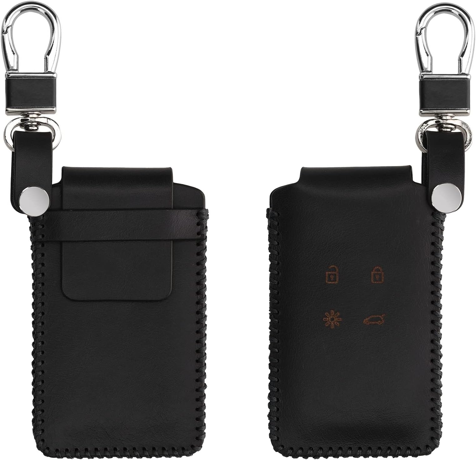 kwmobile Leather Key Cover Compatible with Renault 4 Button Car Key Smart Key (only Keyless Go) Key Cover - Fob Keychain Case - Black