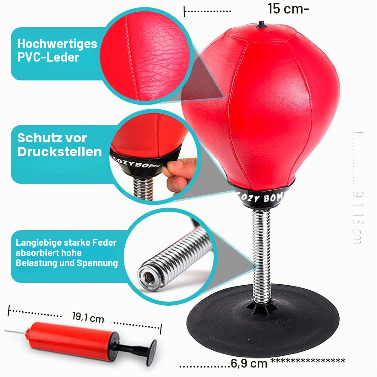 CozyBomB Desktop-Boxsack, Gag-Geschenke für ihn – Stressabbau, freistehend, Schreibtisch, Tisch, Boxen, Punchingball, Saugnapf, Reflexbelastung und Spannung, Spielzeug für Jungen, Vater, Kinder