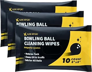 Bowling Ball Cleaner Wipes - 30 Counts, Quick Refresh Pad for Oil, Dirt, Grime, Scuff & Belt Marks Removal, Resealable Pouch, Safe on All Balls, Renew Grip and Extend Durability