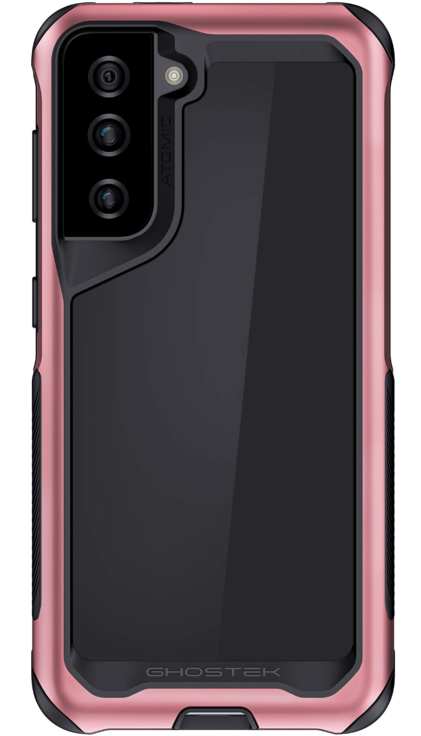 Photo 1 of Ghostek ATOMIC slim Galaxy S21 Case with Protective Aluminum Metal Bumper and Clear Back Design Heavy Duty Shock-Absorbent Protection Designed for 2021 Samsung Galaxy S 21 5G (6.2 Inch) (Phantom Pink)
