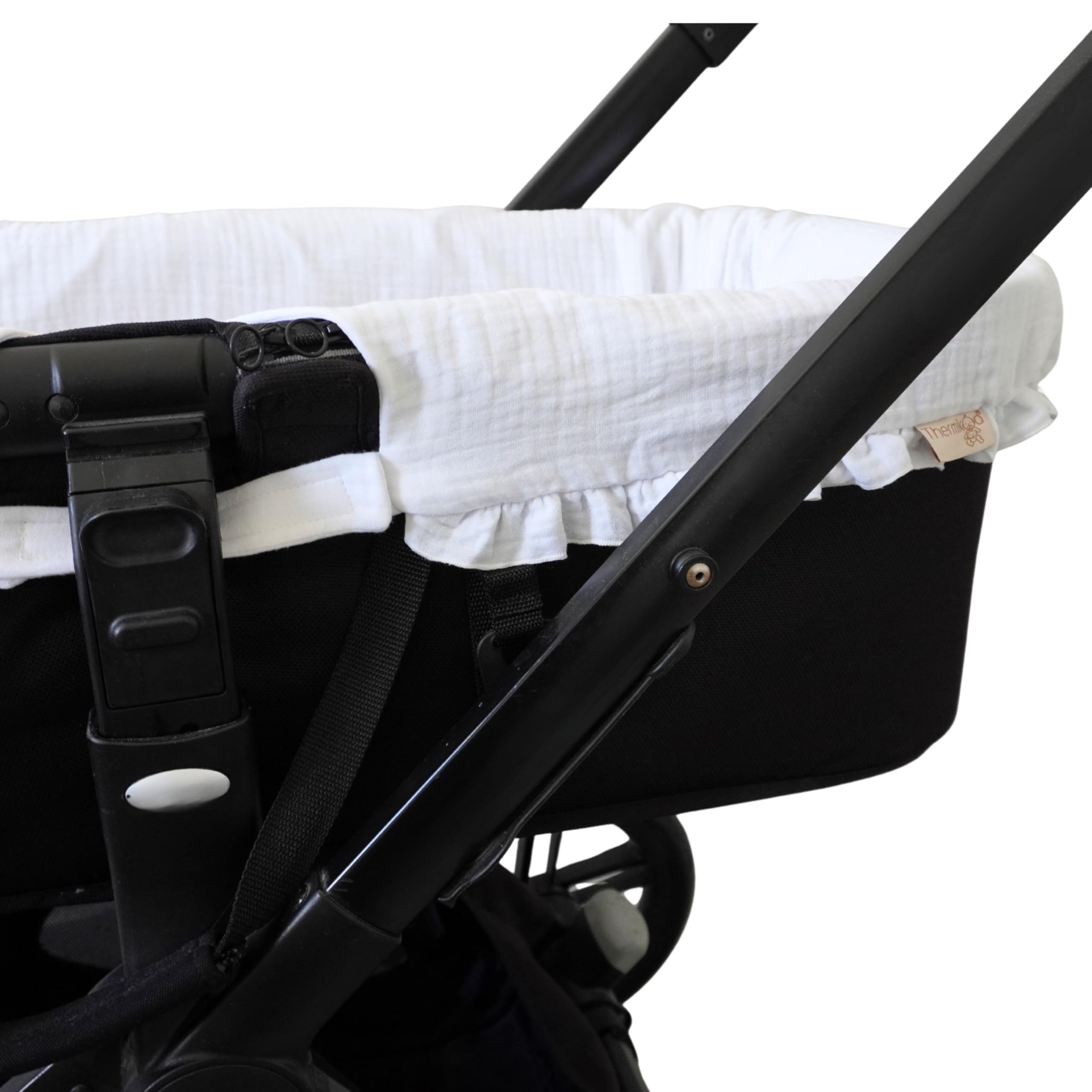 Thermikoa Housse de nacelle universelle pour bébé en bambou avec volants en coton respirant Intérieur effet nacelle plus propre et confortable