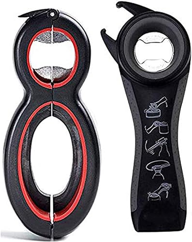 Miniatura 10 de Juego de abridor de botellas, 2 unidades 5 en 1 y 6 en 1, abridores de latas, soda y tarros, tapa giratoria, abridor de tarros para personas mayores