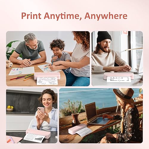 Vista 6 de Impresora portátil sin tinta para viajes, impresora térmica inalámbrica compatible con tamaño carta de 8.5 x 11 pulgadas, máquina Bluetooth incluye